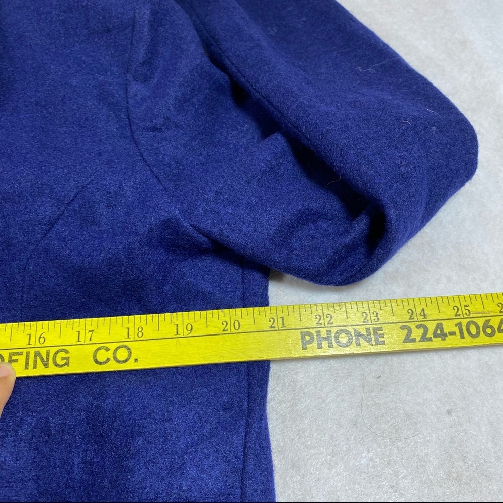 PIKO Open Wool Cloak Coat Blue Large long sleeve Cape Wool blend woman’s… - Picture 12 of 16